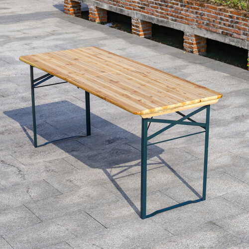 Living And Home (1 Table Only) Wooden Beer Table+2 Bench Set Folding BBQ Outdoor 1
