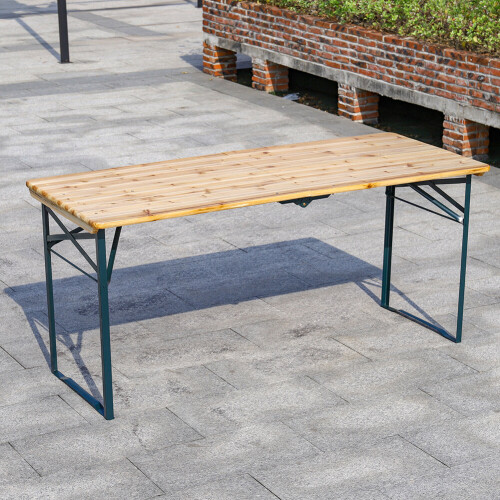 Living And Home (1 Table Only) Wooden Beer Table+2 Bench Set Folding BBQ Outdoor