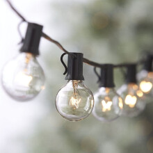25ft G40 Warm White Globe Festoon String Lights - 25 Bulbs, Mains Powered, IP44 Outdoor, End-to-End