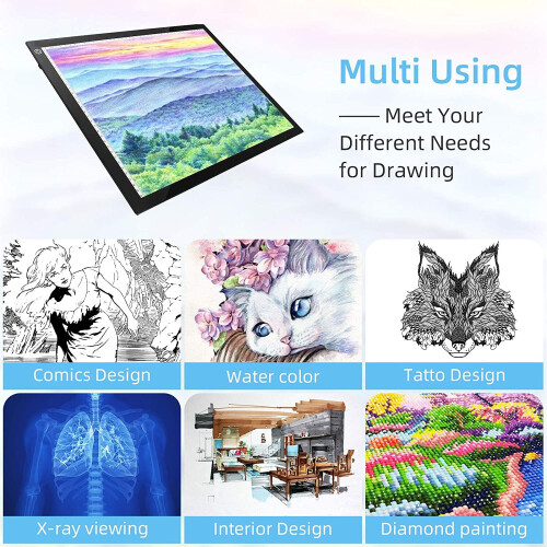 Light Box Drawing A3 LED Light Board, Copy Light Pad Portable Ultra-Thin Drawing Pad 1