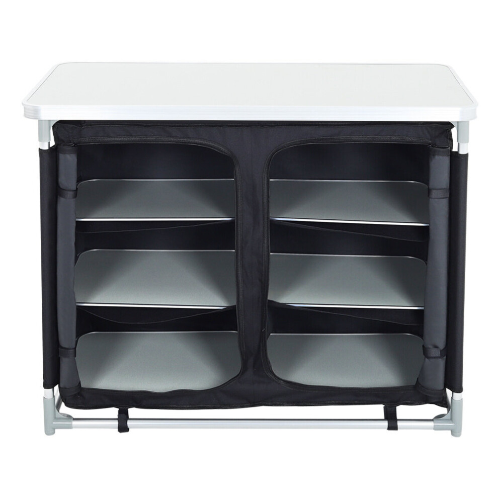 Living And Home ( - 100X49.5x79.5cm) Travel Camping Kitchen Stand Unit Folding Storage Table Portable Outdoor Cooking Black