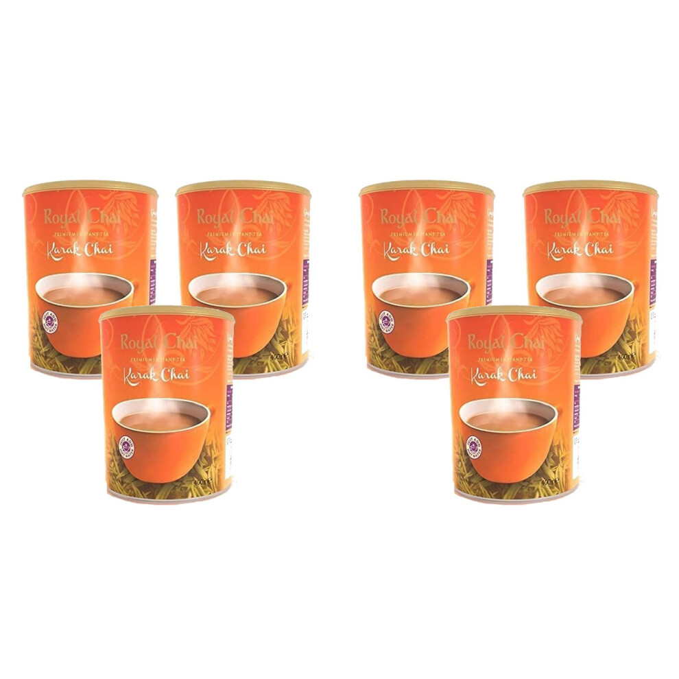 Royal Chai Karak Chai Unsweetened Tub 400G (Pack Of 6), Premium Instant Tea, Natural Instant Karak Indian Tea