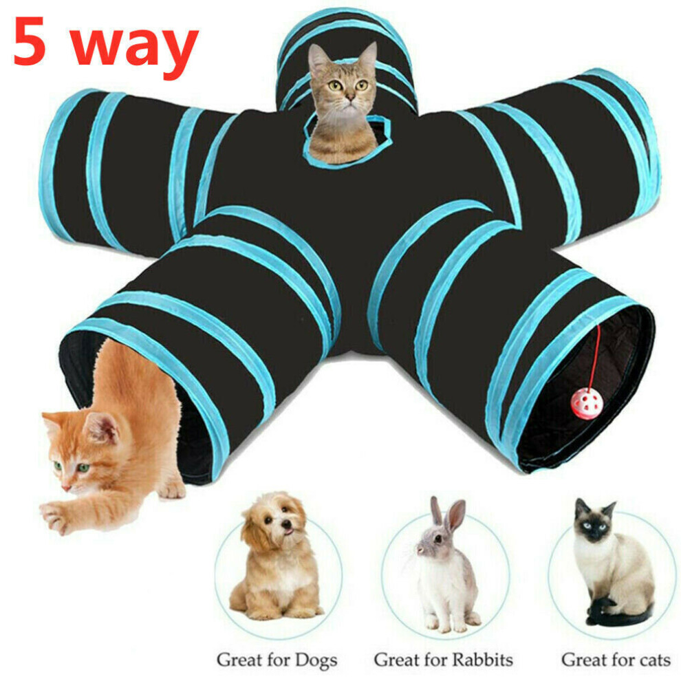 Pop Up 5 Way Cat Tunnel Pet Hides Tree Tube Kitten Play Toy Rabbit UK on OnBuy