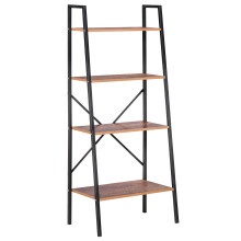 HOMCOM 4-Tier Minimalist Ladder Shelf - Steel Frame, Brown MDF Shelves, 833-604