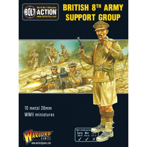 Bolt Action British 8th Army Support Group (HQ, Mortar & MMG) - Tabletop Miniatures Wargame