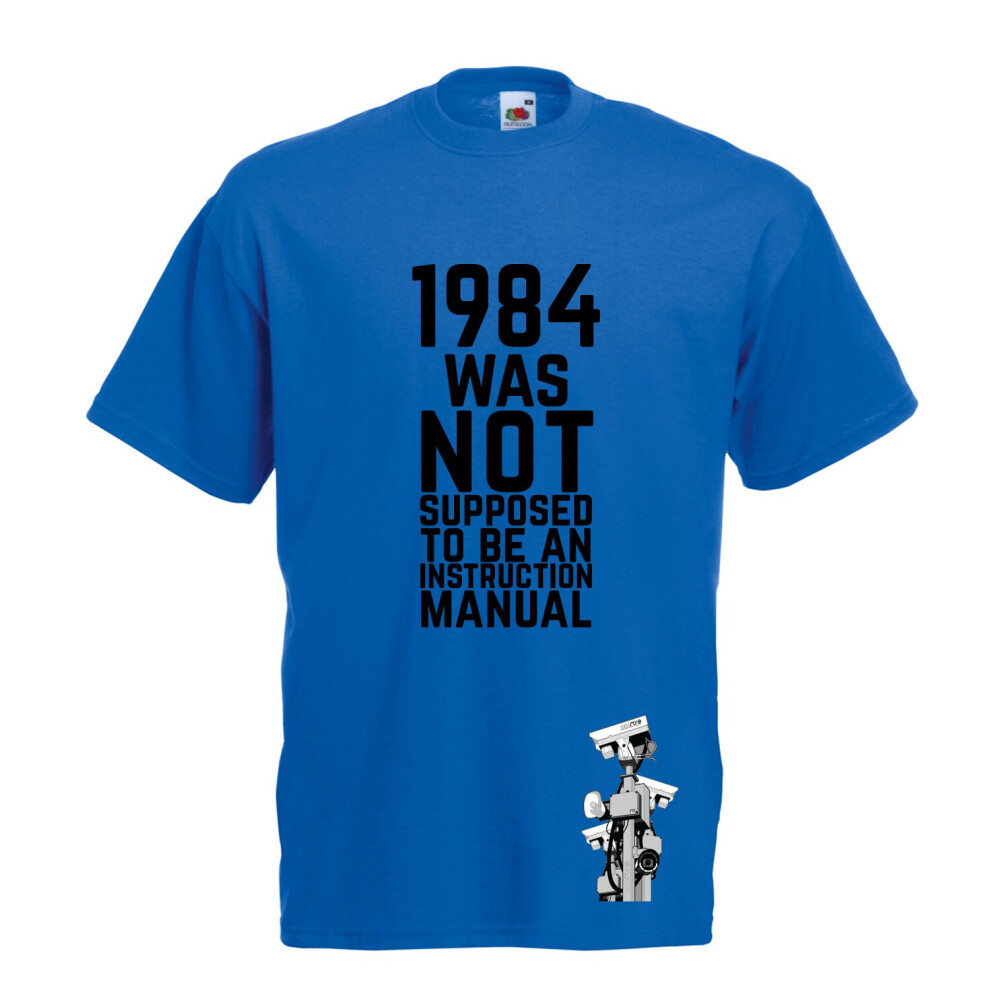 (Royal Blue, 2XL) George Orwell's 1984 Inspired Graphic High Quality  T-Shirt, Tee, Men's, Unisex