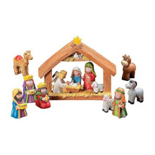 Mini Julkrubba - 9 Delar Inkluderar Krubba och 8 Figurer