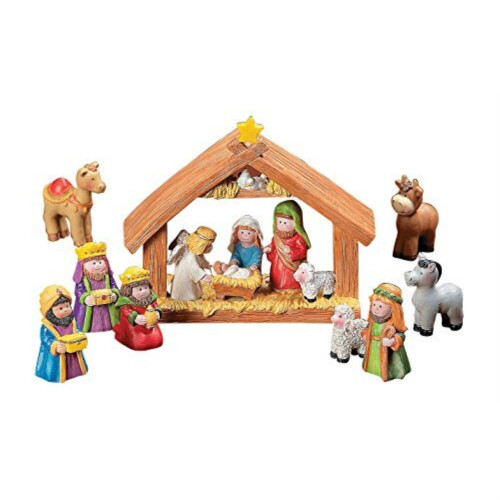 Set Natività Mini Natale - Set da 9 pezzi con Presepe e 8 Figure
