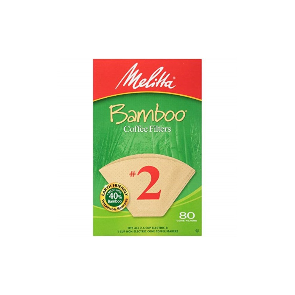 Melitta #2 Cone Coffee Filters, Bamboo, 80 Count (Pack of 6)