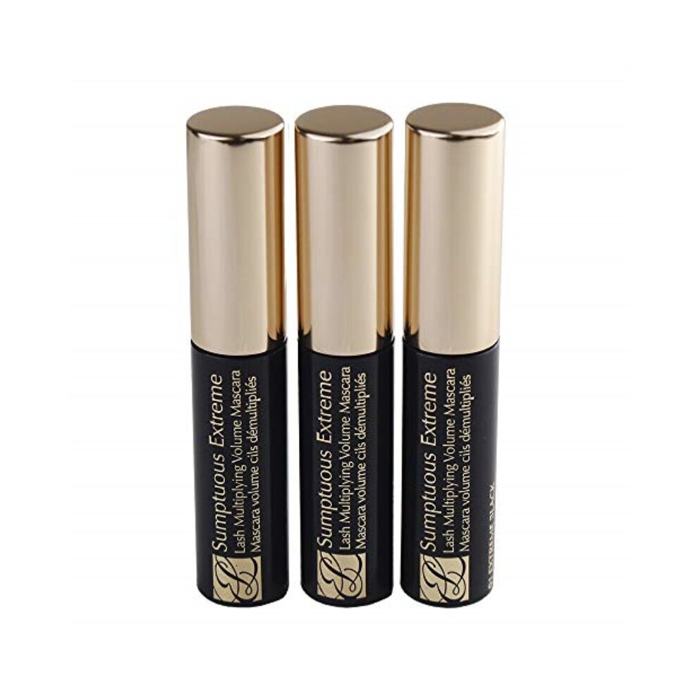 Estee Lauder Sumptuous Extreme Lash Multiplying Volume Mascara - # 01 Extreme Black Mini Size .1 oz / 2.6ml x 3 pcs