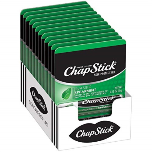 ChapStick Bulk Lip Balm Classic Spearmint 12-Pack - Cool & Refreshing Lip Moisturizer for Dry Lips 0.15 Oz Ea