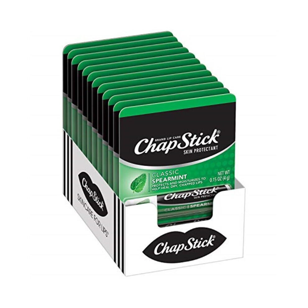 ChapStick Classic Spearmint Lip Balm Tubes, Spearmint ChapStick for Lip Care - 0.15 Oz (Pack of 12)