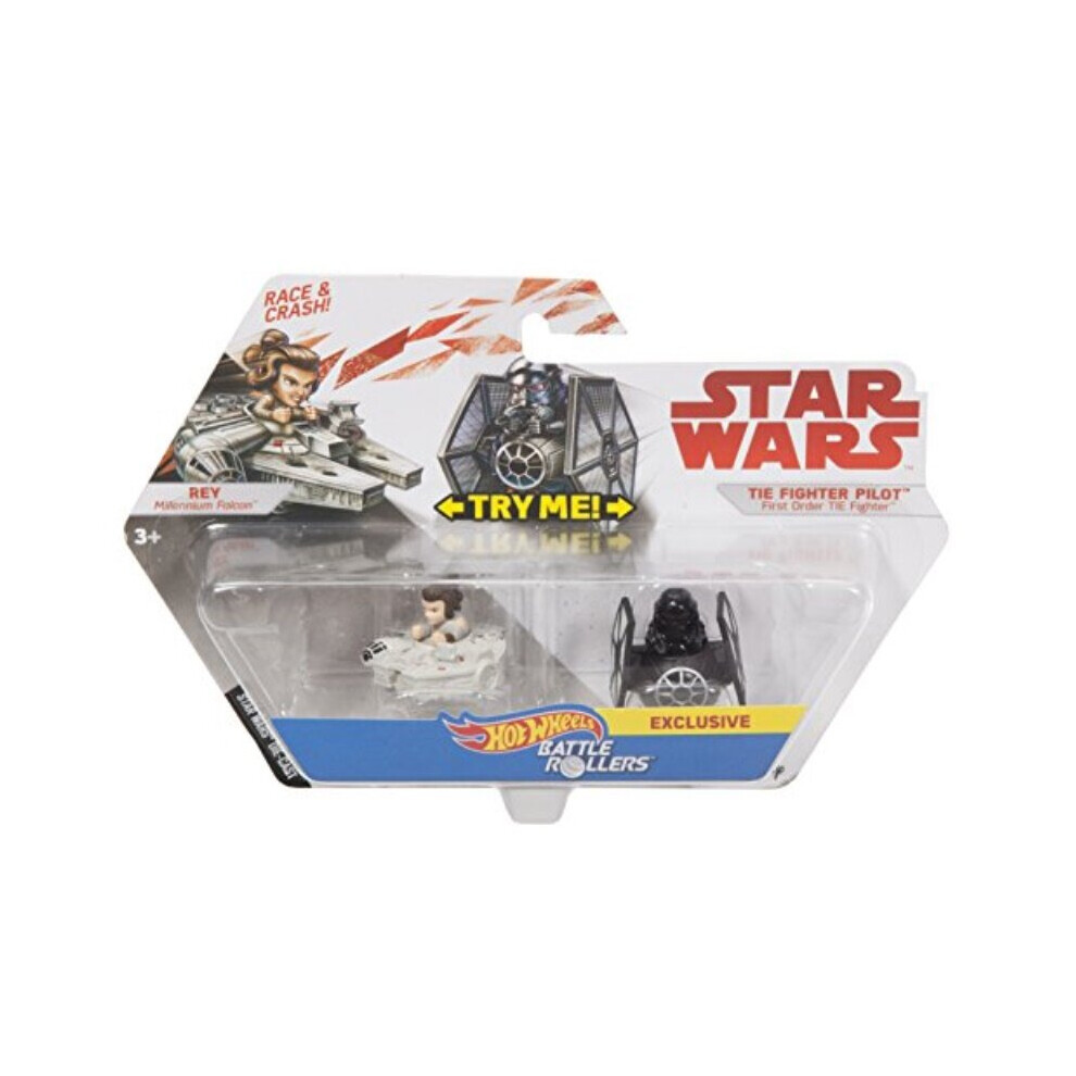 Hot Wheels Star Wars Rey vs First Order TIE Fighter Pilot 2-pack, vehicle