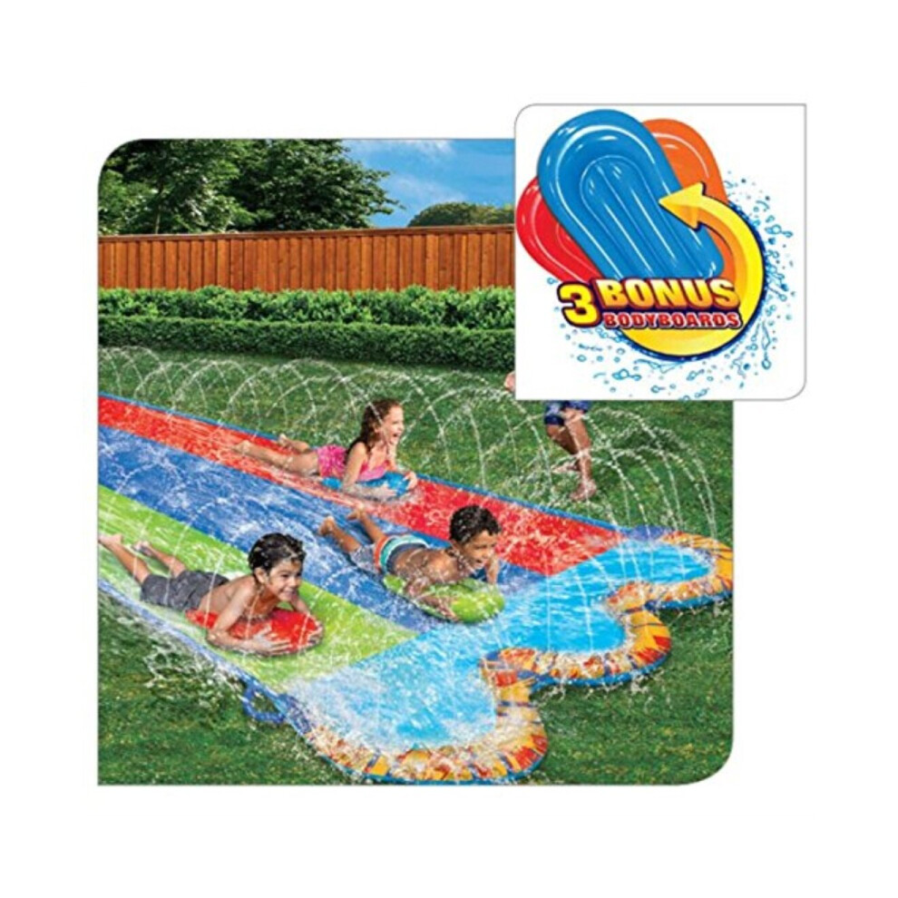 Toboggan aquatique Banzai Triple Racer de 16 pieds avec 3 bodyboards inclus