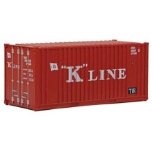 Walthers SceneMaster HO Modelo a escala de K-Line (rojo blanco) Contenedor corrugado de 20' con panel plano 949-8013