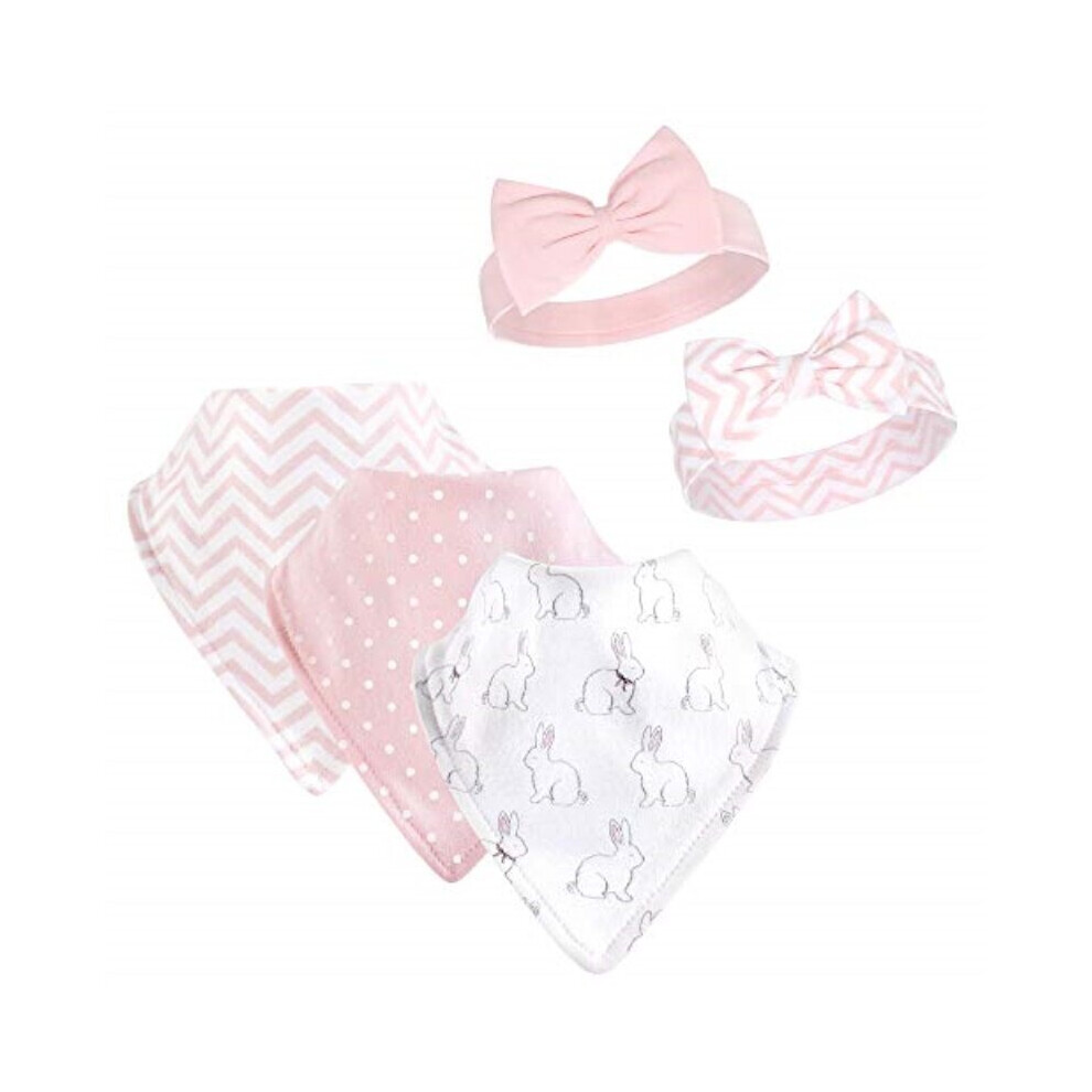 Unisex Baby Cotton Bib And Headband Set, Bunny, One Size Hudson Baby