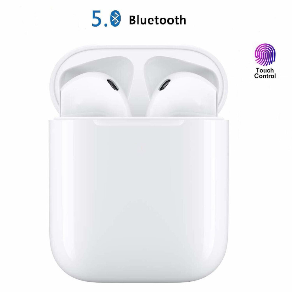 i12 TWS Bluetooth 5.0 Wireless Earphones with Built-in Microphone + Protective Case for Charging Box. Compatible with All Bluetooth devices