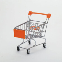 (Orange, 11.5cmx8cmx12cm(4 4/8"x3 1/8"x4 6/8")) Children's Mini Shopping Trolley & Basket Kids Toy