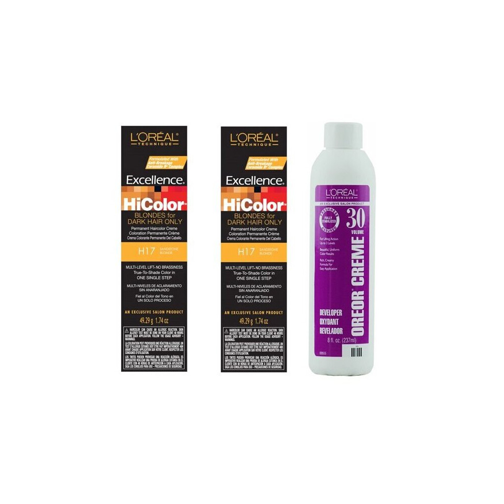 LâOrã©Al Paris Multicoloured (H17 (2Pks) & 30 Vol. Dev. 8Oz) L'oreal Hicolor Sandstone Blonde H17