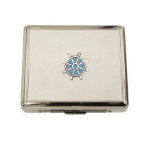 Nautical ship's wheel contact lens case accessories and mirror