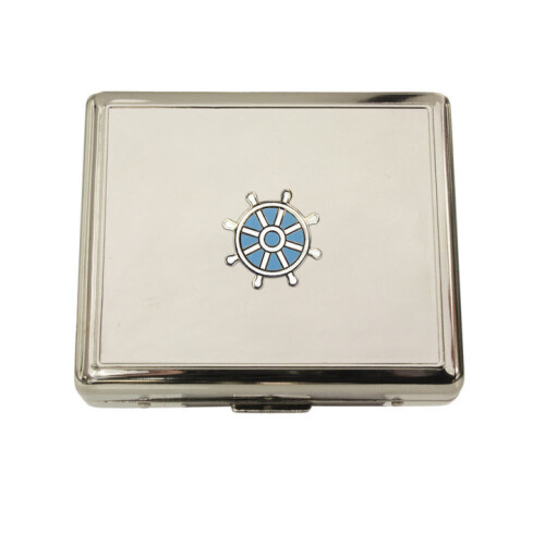Nautical ship's wheel contact lens case accessories and mirror
