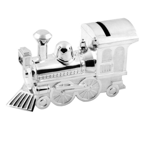 Silver plated steam train money box