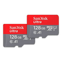 SanDisk Ultra 128 GB microSDHC Memory Card + SD Adapter with A1 App Performance Up to 120 MB/s, Class 10, U1 (Twin Pack)