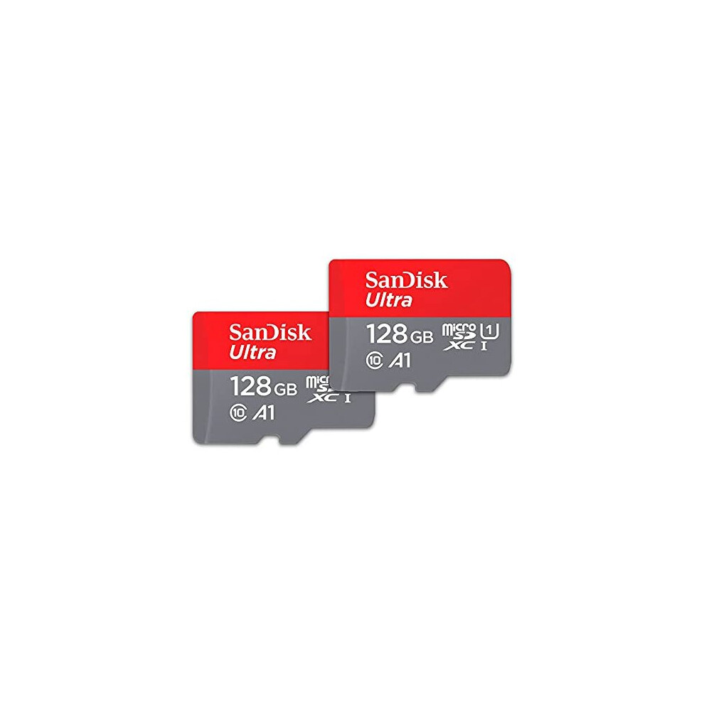 SanDisk Ultra 128 GB microSDHC Memory Card + SD Adapter with A1 App Performance Up to 120 MB/s, Class 10, U1 (Twin Pack)