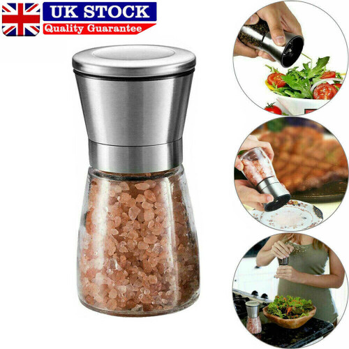 Salt Pepper Grinder Stainless Steel Glass Shaker Adjustable