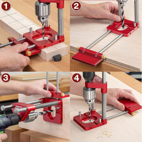 Woodworking Tool Drill Locator Adjustable Punch Locator Drill Template Guide 2