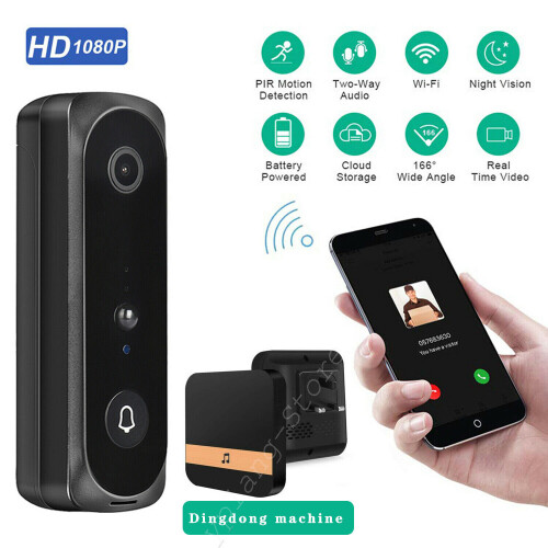 1080P Video Wireless WiFi Doorbell Smart Door Bell Ring Intercom Camera Security