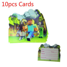 (10pcs-Cards) Minecraft Party Supplies Tableware Banners Balloon