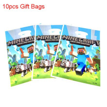 (10pcs-Gift Bags) Minecraft Birthday Party Supplies Disposable Tableware