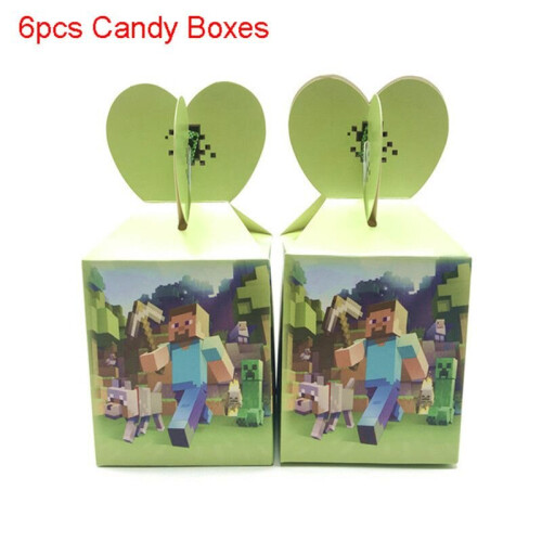 (6pcs-Candy Boxes) Minecraft Birthday Party Supplies Disposable Tableware on OnBuy