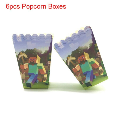(6pcs-Popcorn Boxes) Minecraft Birthday Party Supplies Disposable Tableware on OnBuy