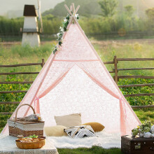 (Tent-Style 7) Kids Teepee Play Tent Cotton Canvas Indian Tipi