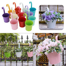 12x Garden Metal Flower Pots Plant Herb Wall Hanging Tin Basket Bucket Planter
