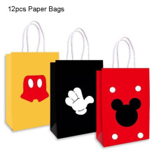 (12pcs-Paper Bags) Mickey Mouse Cartoon Party Supplies Decor Tableware