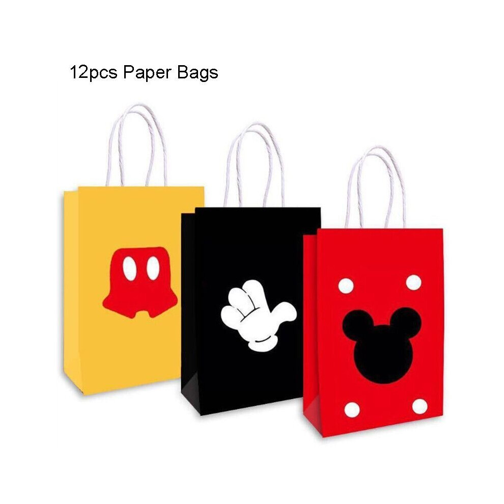 (12pcs-Paper Bags) Mickey Mouse Cartoon Party Supplies Decor Tableware