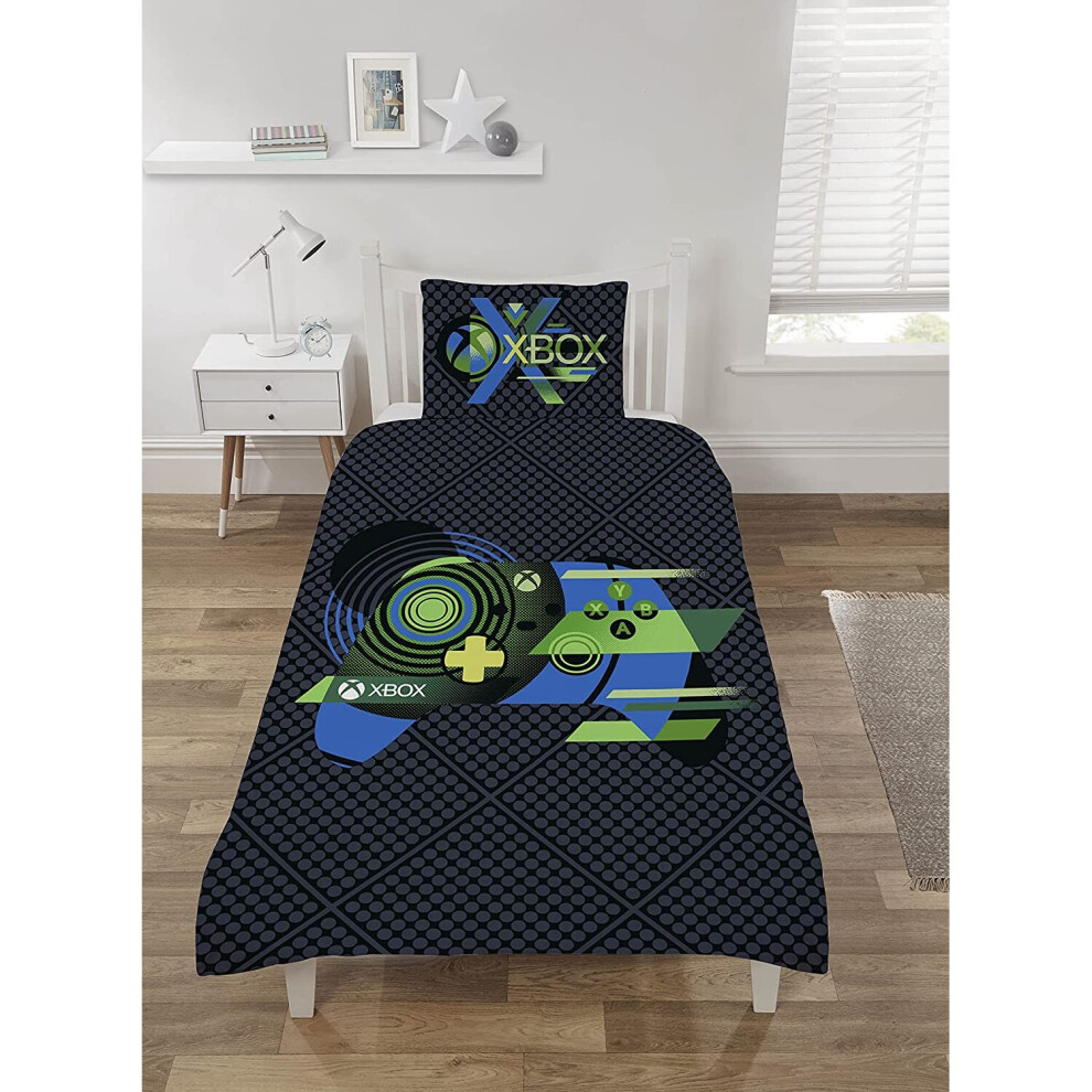 Xbox Official Single Duvet Cover Set Reversible Bedding Bed Set Merchandise Black