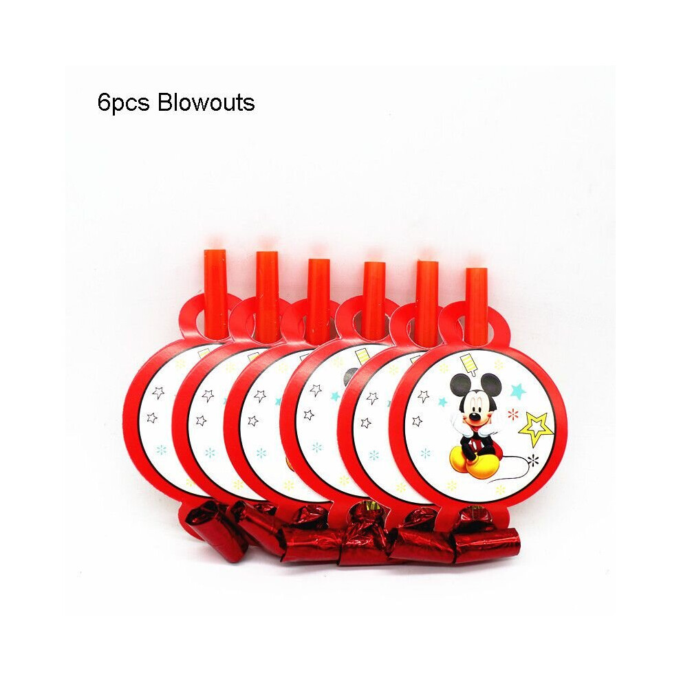 (6pcs-Blowouts) Mickey Mouse Cartoon Party Supplies Decor Tableware