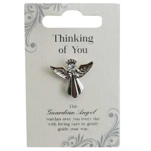 Thinking Of You Silver Coloured Angel Pin With Gem Stone Sentimental Gift Idea