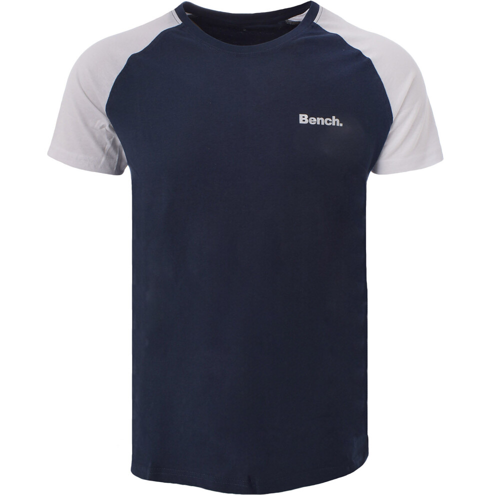 (S, Navy) Bench Mens Jimmy Short Sleeve Crew Neck Cotton T-Shirt Tee Top