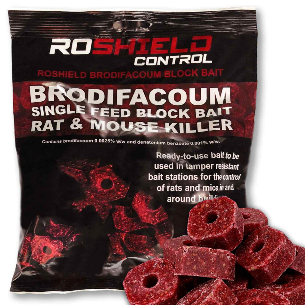 (600g) Roshield Brodifacoum Rat & Mouse Killer Wax Bait Blocks