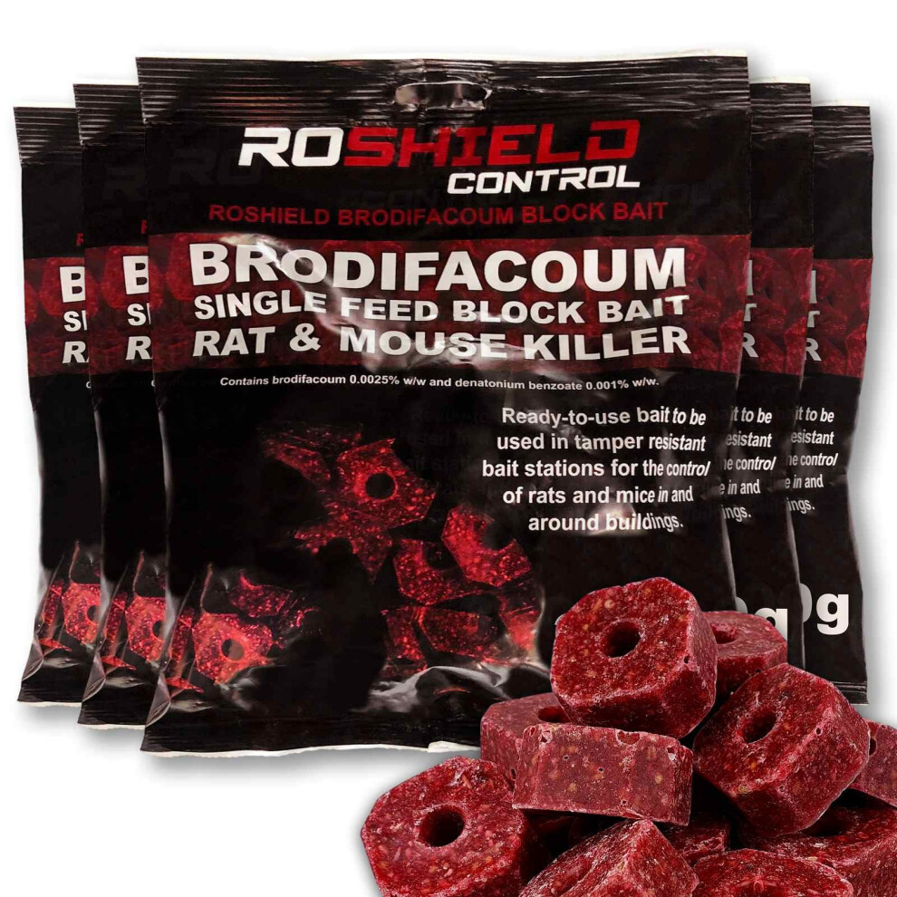 (1.5kg) Roshield Brodifacoum Rat & Mouse Killer Wax Bait Blocks