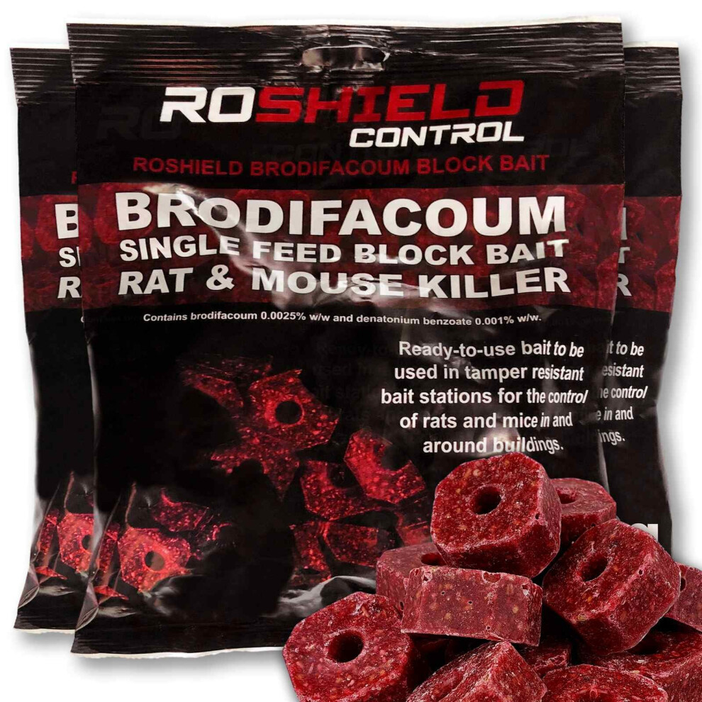 (1.2kg) Roshield Brodifacoum Rat & Mouse Killer Wax Bait Blocks-image-OPC-P5PZ7S2-NEW