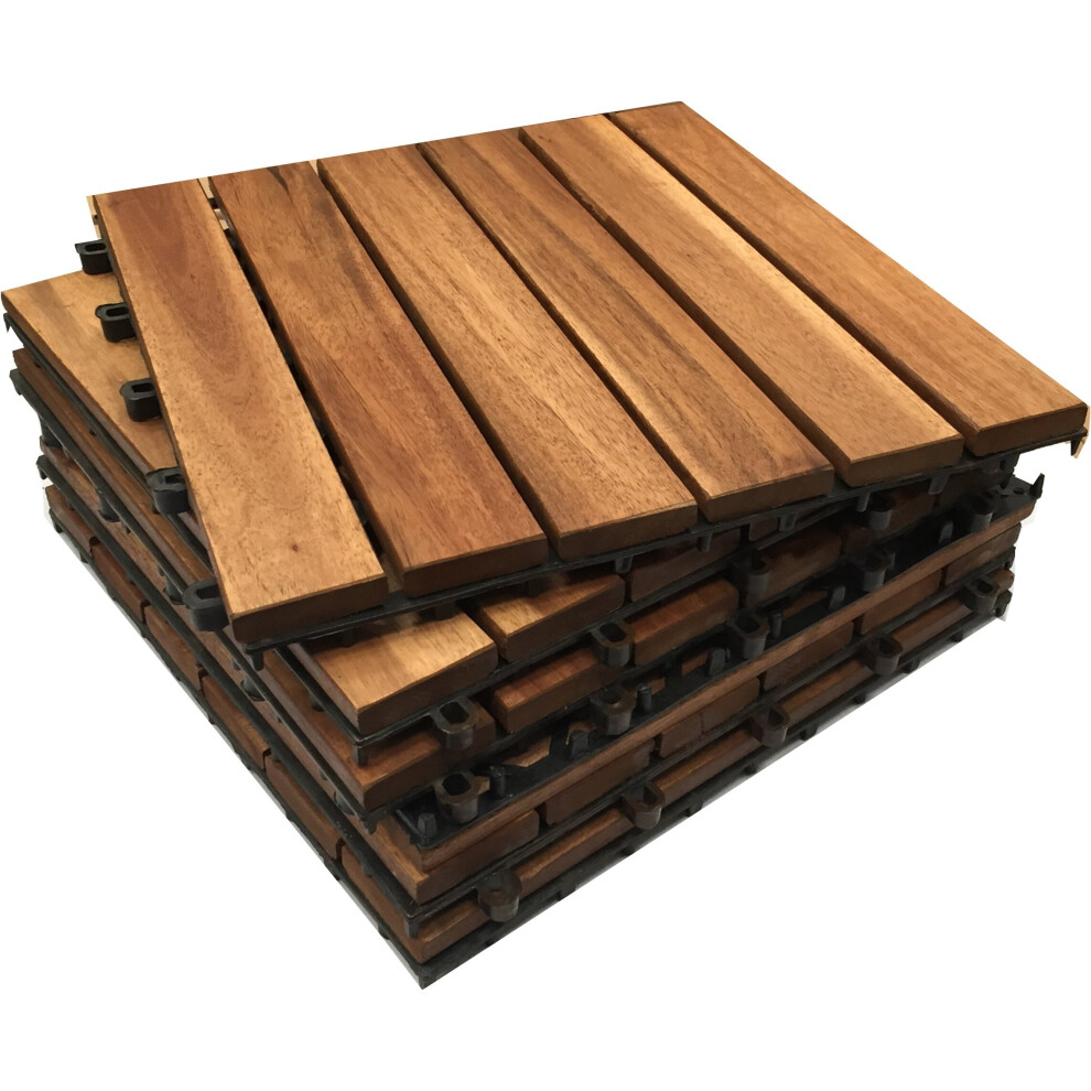 (6X Acacia Hardwood Decking Tiles) The Famous Click-Deck Hardwood Decking Tiles - Patio, Balcony, Terrace 790295626985