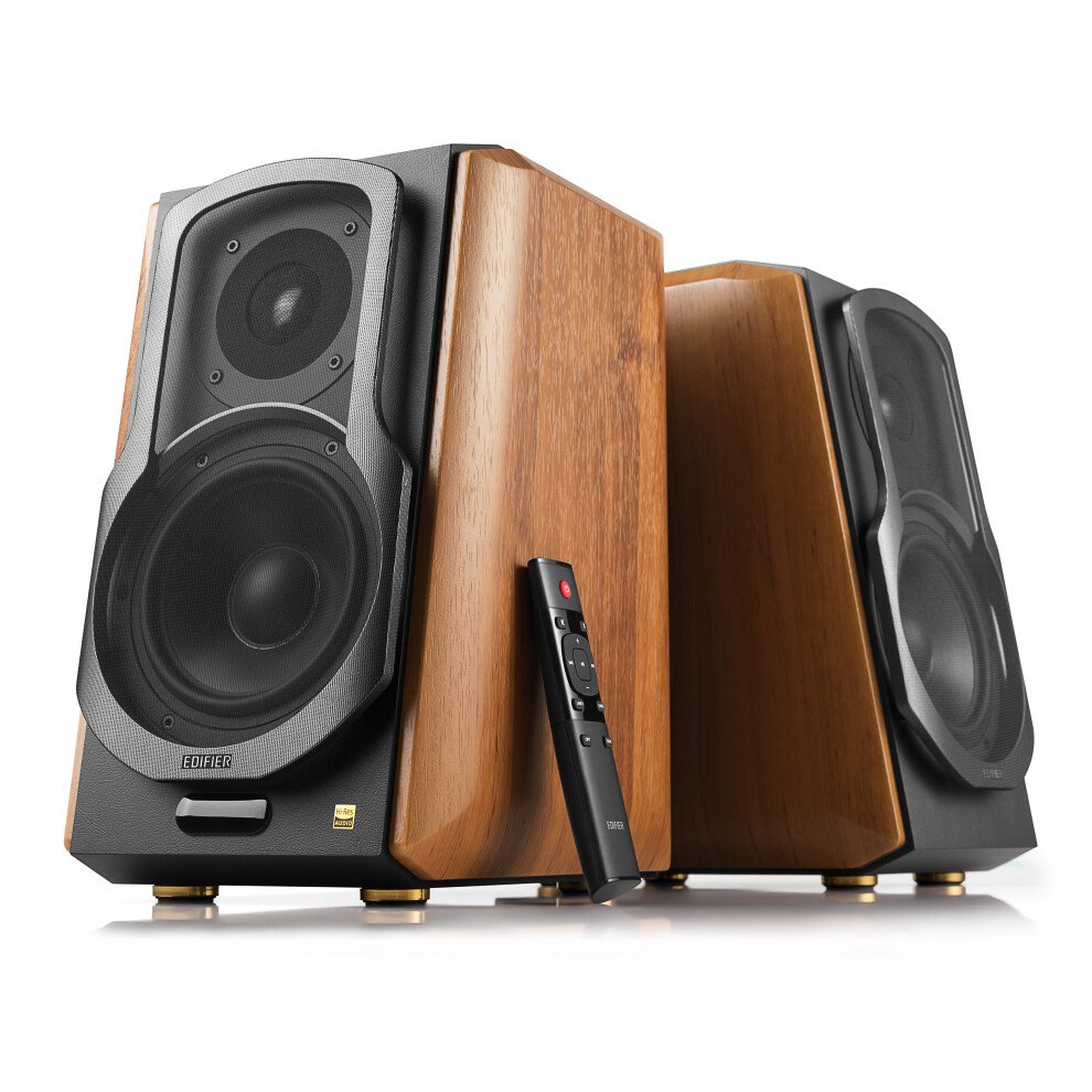 Edifier S1000mkii Hi-Res Audio Active 2.0 Bluetooth Bookshelf Speaker Set - Brown