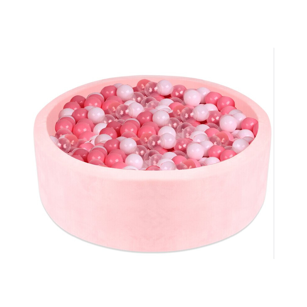 (Round-Pink-Pink+White+Transparent) Kids Foam Ball Pit Soft Ball Pool Round Playpen for Baby Toddler Boys Girls Gift