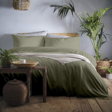 (Khaki, Single) Appletree Cassia 180 Thread Count 100% Cotton Percale Duvet Cover Set
